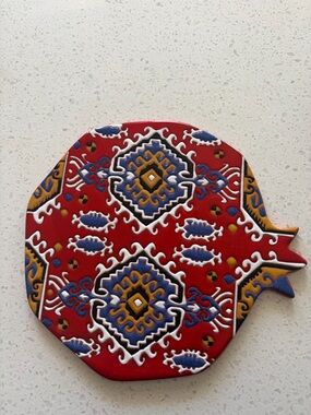 Manetiles Red Decorative cheeseboard Tile Blue Pattern